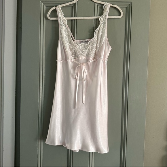 Linea Donatella Other - Elegant Lace Trim Satin Slip Nightgown - Pink